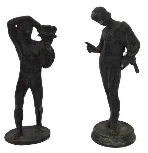 Two 18th/19thC bronze classical Grand Tour figures, one of Dionysus, the other of a water...