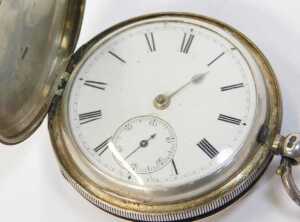 A Victorian silver cased hunter pocket watch, fusee lever, the case London 1883, 102.8g all in,... - 2