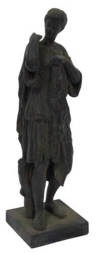 A 19thC Grand Tour bronze figure of Diane de Gabies, classical pose, the square plinth inscribed...