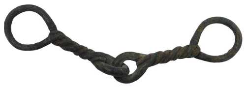 A Roman iron horse snaffle bit, with twisted shanks, 21cm long.