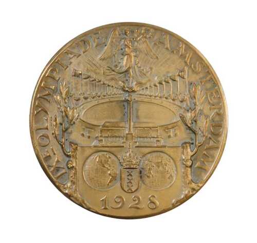An Amsterdam 1928 Olympic Games bronze participation medal, designed by J C Wienecke, inscribed...