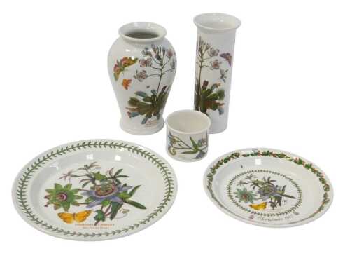 Portmeirion Botanic Garden pattern pottery, including baluster vase, cylinder vase, cylindrical...