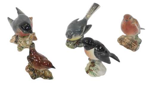 Five various small Beswick bird ornaments. (1 AF)