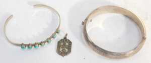 A group of silver and other jewellery, comprising a silver half-hinged bangle, a silver and... - 2