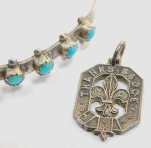 A group of silver and other jewellery, comprising a silver half-hinged bangle, a silver and... - 3
