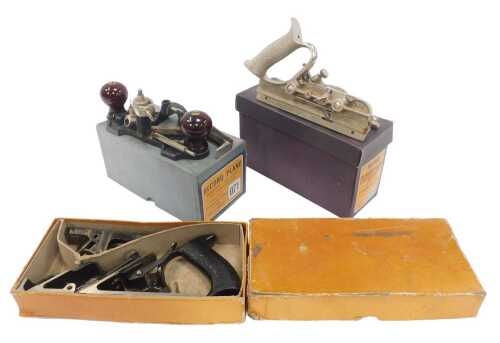 Two Record planes, comprising a 71 router, and a 44 plough plane, together with a Stanley rabbet...