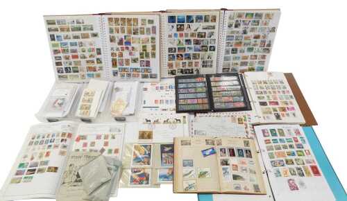 Philately. Queen Elizabeth II postally used stamps, world stamps, first day covers, some in...