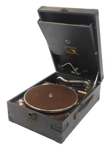 A His Master's Voice Model 101 tabletop record player.