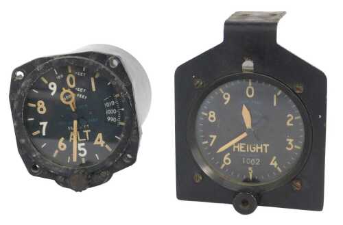 An SS & S Ltd London altimeter, together with an Air Ministry Mk04A altimeter by Kelvin & Hughes...