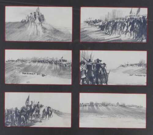 John Stoll (1913-1990). Cromwell, six pencil sketches depicting the English Civil War,...
