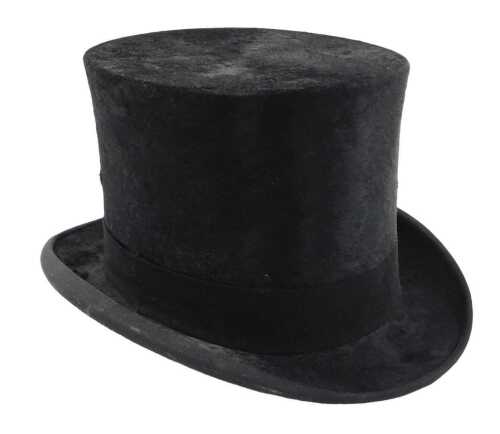 A Tress and Co of London top hat, retailed by Vickers and Sons Limited of Doncaster, 16cm high,...