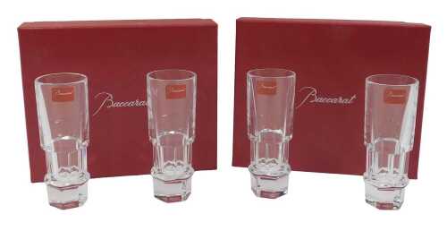 Two pairs of Baccarat Abysse pattern Vodka glasses, each of tapering form, in a red case.