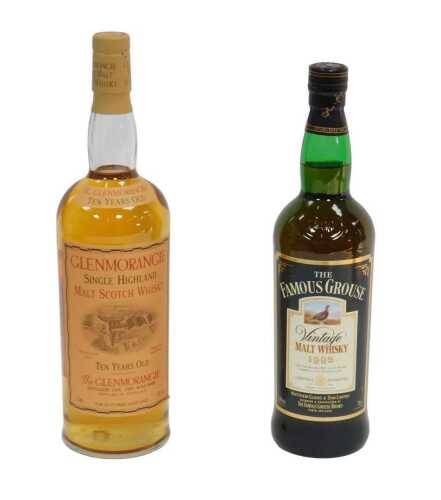 Two bottles of whisky, comprising Glenmorangie Single Highland Malt Scotch Whisky, aged 10 years,...