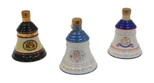 Three Bell's Scotch Whisky decanters, comprising Christmas 1988, Birth of Princess Beatrice 1988,...