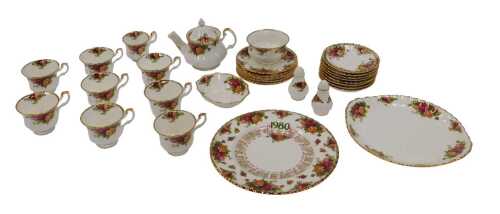 A Royal Albert porcelain Old Country Roses pattern part tea service, comprising eight teacups...