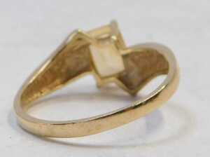 A 9ct gold QVC dress ring, with square cut citrine, on cross over shoulders, bearing import... - 2