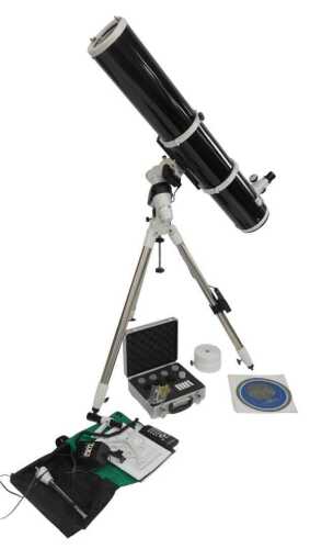 A Sky Watcher telescope, together with tripod, weights, a box containing various lenses, user...