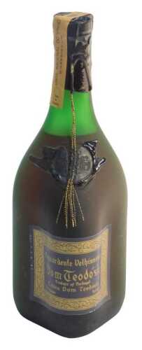 A bottle of Aguardente Velhissima Dom Teodosio, with wax seal.