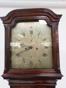 A George III figured mahogany regulator longcase clock, the shallow moulded hood with canted and... - 2