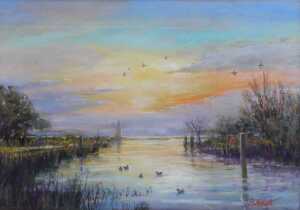 John Patchett (b.1946). Estuary at Sunset, pastel, signed, 33cm x 47cm. Note: Purchased by the...