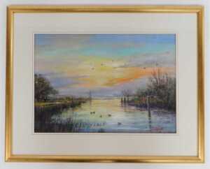 John Patchett (b.1946). Estuary at Sunset, pastel, signed, 33cm x 47cm. Note: Purchased by the... - 2