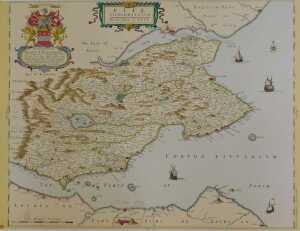 After William Blaeu. Map of Fife, hand-coloured bookplate, 37cm x 46.5cm, together with a... - 2
