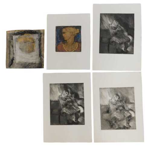 John Emanuel (1930-2024). Classical head, artist proof print, with gilt embellishment, signed,...