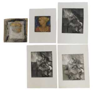 John Emanuel (1930-2024). Classical head, artist proof print, with gilt embellishment, signed,...