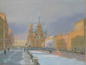 Contemporary School. St Petersburg, pastel, initialled AK and dated 07, 18.5cm x 25cm
