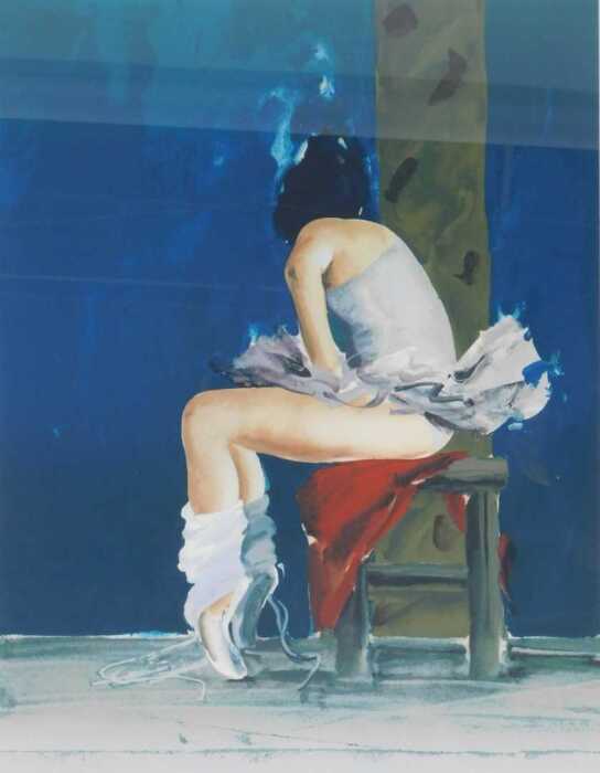 Donald Hamilton Fraser (1929-2009). Seated dancer, colour lithograph, artist proof number 19/20,...