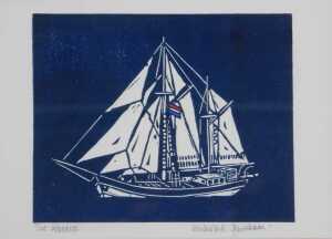 Nicholas Barnham. Work boats at Brancaster Staithe, signed limited edition artist proof linocut,... - 6
