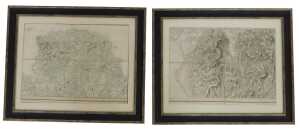 Two Ordnance Survey maps, depicting Anglesey and another, 32cm x 43cm, each framed.