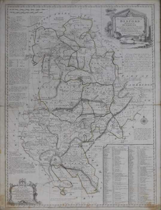 After Emmanuel Bowen. An Accurate Map of the County of Bedford divided into its Hundreds,...