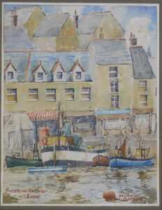 A group of pictures, to include Graham Dunkley, Brixham Harbour Devon, watercolour, signed, 32cm... - 4