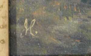 19thC School. Figure on a country path before building, together with figures in a boat on a... - 3