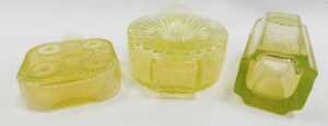 A group of Scandinavian neon yellow uranium glassware, comprising a Nanny Still for Riihimaen... - 3