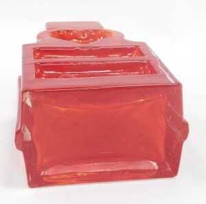A 1960's Helena Tynell for Riihamaen Lasi red glass vase, of compressed shaped form with heart... - 3