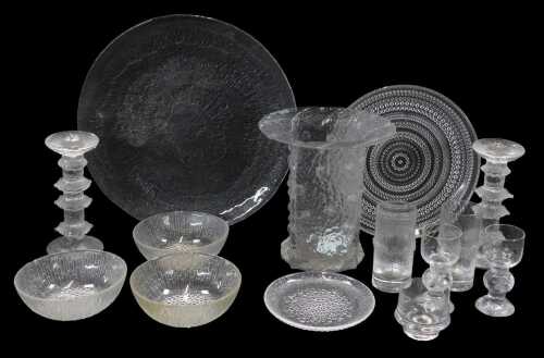 A group of Scandinavian clear glassware, including a Timo Sarpaneva vase, 21cm high, a Littala...