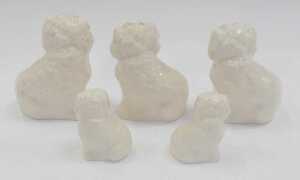 A group of Beswick Staffordshire style pottery spaniels, comprising three 15cm high, and two 9cm... - 2