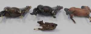 Two Beswick pottery Shetland ponies, 14cm high, together with a Royal Doulton matte glaze bay... - 2