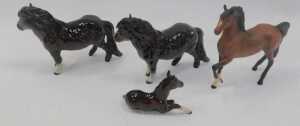 Two Beswick pottery Shetland ponies, 14cm high, together with a Royal Doulton matte glaze bay... - 3