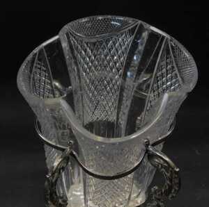A Victorian silver plated and cut glass vase, the removable cut-glass central section within a... - 2