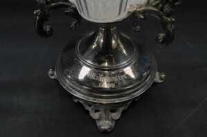 A Victorian silver plated and cut glass vase, the removable cut-glass central section within a... - 3
