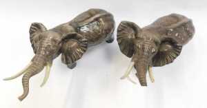 Two Beswick pottery elephants, each modelled with trunk raised, 25cm high. (AF) - 2