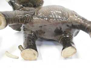 Two Beswick pottery elephants, each modelled with trunk raised, 25cm high. (AF) - 3