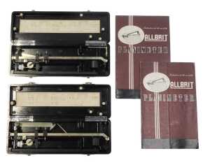 Two Allbrit planimeters, each in a black Bakelite case, 24.5cm wide, together with two...
