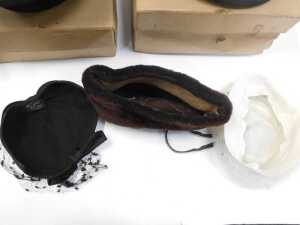 A Christy's of London black moleskin top hat, together with a black felt bowler hat, a brown fur... - 2