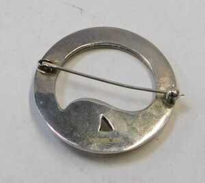 A Scottish silver modernist style circular brooch, by TJL, Edinburgh hallmarks, inset with a... - 2