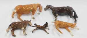 A group of Beswick pottery horses, including Palomino, and brown bay, the largest 17cm high. (5,... - 3