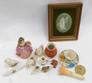 A green Wedgwood Jasperware plaque, depicting a maiden from the Dancing Hours series, impressed... - 2